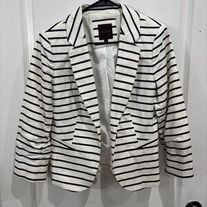The Limited White and Black Striped Women's Blazer Jacket